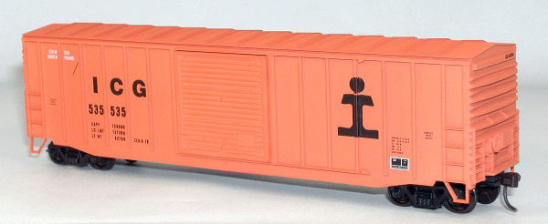 50' Exterior-Post Modern Boxcar - Kit -- Illinois Central Gulf #535535 (orange, black, solid rail logo)