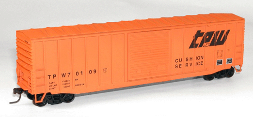 50' Exterior-Post Modern Boxcar - Kit -- Toledo, Peoria & Western #70109 (orange, 1970s Logo)-1