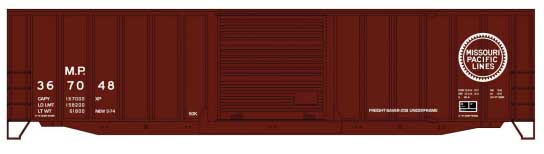 50' Exterior-Post Modern Boxcar - Kit -- Missouri Pacific #367048 (Boxcar Red, Buzz Saw Logo)