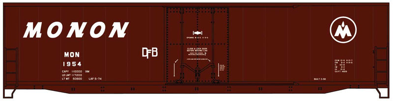 50' Welded-Side Plug-Door Boxcar - Kit -- Monon #1954 (Boxcar Red, white)