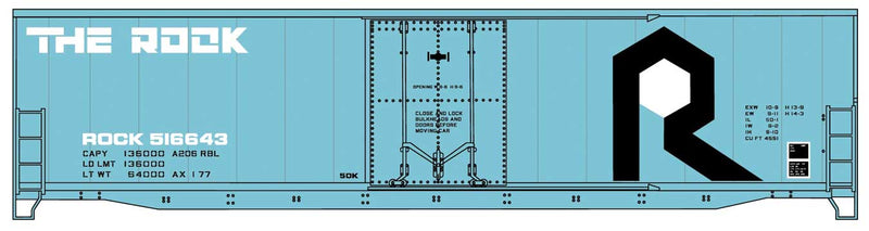 50' Welded-Side Plug-Door Boxcar - Kit -- Rock Island 516643 (blue, black, white)