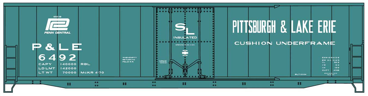 50' Welded-Side Plug-Door Boxcar - Kit -- Pittsburgh & Lake Erie #6492 (Jade Green, white, PC logo)