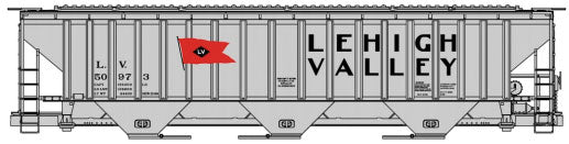 Pullman-Standard 4750 3-Bay Covered Hopper - Kit -- Lehigh Valley #5097 (gray, black; Red Flag Logo)