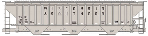Pullman-Standard 4750 3-Bay Covered Hopper - Kit -- Wisconsin & Southern #12134 (gray, white Conspicuity Marks, Stencil Letterin