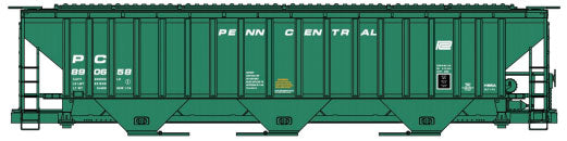 Pullman-Standard 4750 3-Bay Covered Hopper - Kit -- Penn Centrail #890658 (Jade Green, Small Logo)