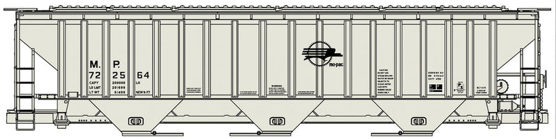 Pullman-Standard 4750 3-Bay Covered Hopper - Kit -- Missouri Pacific 722564 (gray, Screaming Eagle Logo)