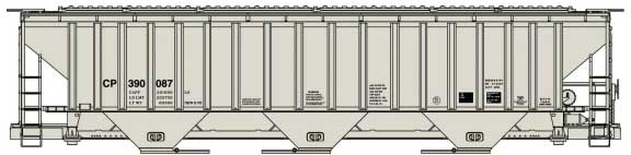 Pullman-Standard 4750 3-Bay Covered Hopper - Kit -- Canadian Pacific 390087 (gray, Reporing Marks Only)