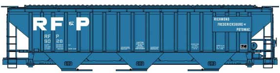 Pullman-Standard 4750 3-Bay Covered Hopper - Kit -- Richmond, Fredericksburg & Potomac 9028 (blue, white)