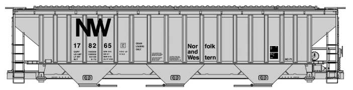 Pullman-Standard 4750 3-Bay Covered Hopper - Kit -- Norfolk & WesternÊ#178265 (gray, black, NW logo)