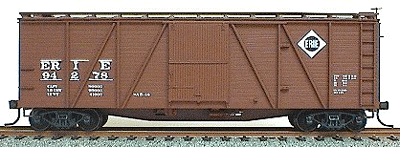 40' 6-Panel Single-Sheathed Wood Boxcar w/Wood Doors & Ends - Kit -- Erie Railroad (Mineral Red)