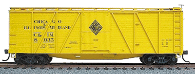 40' 6-Panel Single-Sheathed Wood Boxcar w/Wood Doors & Ends - Kit -- Chicago & Illinois Midland (yellow)