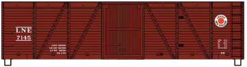 40' Wood 6-Panel Outside-Braced Boxcar w/Wood Ends - Kit -- Lehigh & New England (Boxcar Red, Fried Egg Logo)
