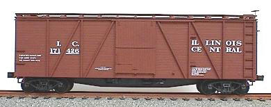 40' 6-Panel Single-Sheathed Wood Boxcar w/Wood Doors & Ends - Kit -- Illinois Central (Mineral Red)