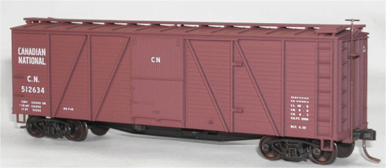 40' 6-Panel Single-Sheathed Wood Boxcar w/Wood Doors & Ends - Kit -- Canadian National