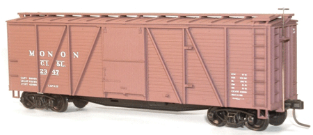 40' 6-Panel Single-Sheathed Wood Boxcar w/Wood Doors & Ends - Kit -- Monon