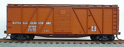40' 6-Panel Single-Sheathed Wood Boxcar w/Steel Doors & Ends - Kit -- Kansas City Southern (Oxide)