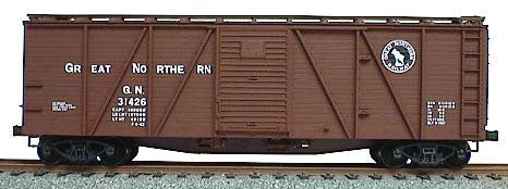 40' 6-Panel Single-Sheathed Wood Boxcar w/Steel Doors & Ends - Kit -- Great Northern (Mineral Red)