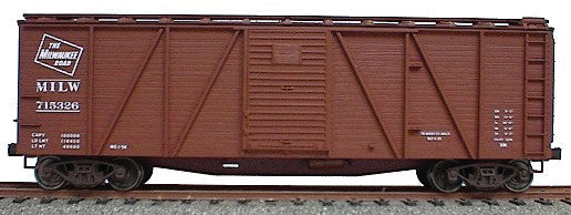 40' 6-Panel Single-Sheathed Wood Boxcar w/Steel Doors & Ends - Kit -- Milwaukee Road (Oxide)