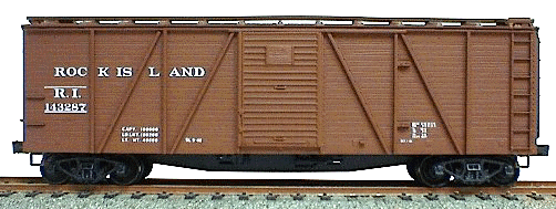 40' 6-Panel Single-Sheathed Wood Boxcar w/Steel Doors & Ends - Kit -- Rock Island (Mineral Red)