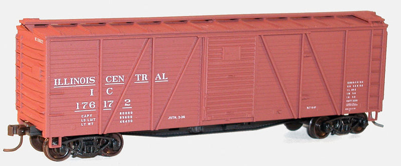 40' 6-Panel Single-Sheathed Wood Boxcar w/Steel Doors & Ends - Kit -- Illinois Central #176172 (Boxcar Red)