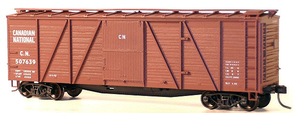 40' 6-Panel Single-Sheathed Wood Boxcar w/Wood Doors & Steel Ends - Kit -- Canadian National