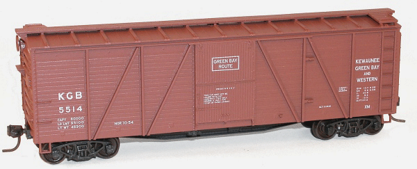 40' 6-Panel Single-Sheathed Wood Boxcar w/Wood Doors & Steel Ends - Kit -- Green Bay & Western