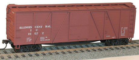 40' 6-Panel Single-Sheathed Wood Boxcar w/Wood Doors & Steel Ends - Kit -- Illinois Central #128935 (Boxcar Red)