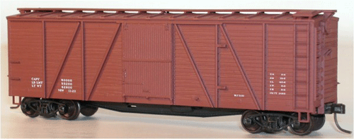 40' 6-Panel Single-Sheathed Wood Boxcar w/Wood Doors & Steel Ends - Kit -- Data Only (Mineral Red)