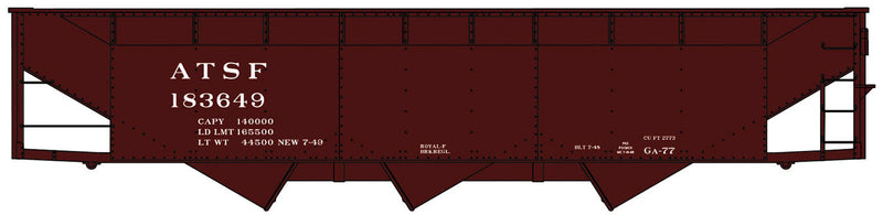 AAR 70-Ton Offset-Side 3-Bay Hopper - Kit -- Santa Fe #183649 (Boxcar Red)