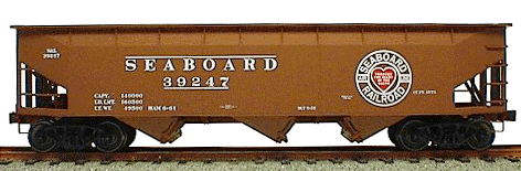 AAR 70-Ton Offset-Side 3-Bay Hopper -- Seaboard Air Line (Oxide; white, red Lettering)