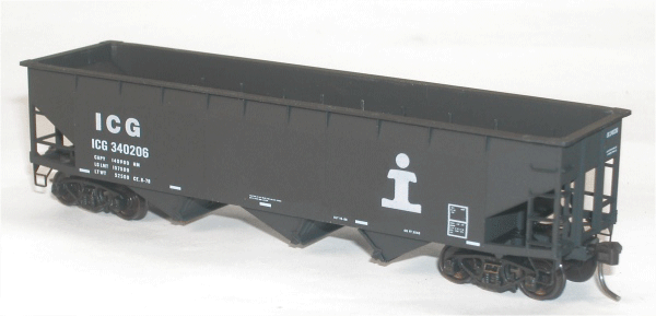 AAR 70-Ton Offset-Side 3-Bay Hopper - Kit -- Illinois Central Gulf (black, Solid I Logo)