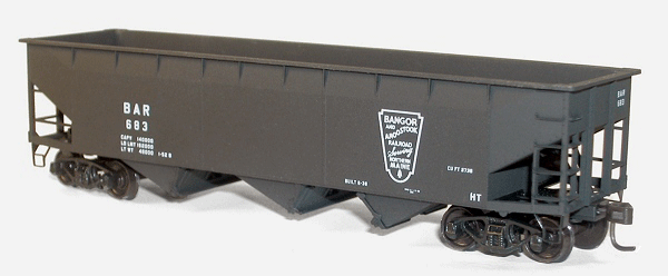 AAR 70-Ton Offset-Side 3-Bay Hopper - Kit (Plastic) -- Bangor & Aroostook #683 (black, Serving Northern Maine Logo)