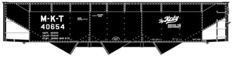 AAR 70-Ton Offset-Side 3-Bay Hopper - Kit -- Missouri-Kansas-Texas #40654 (black, Katy Logo)-1