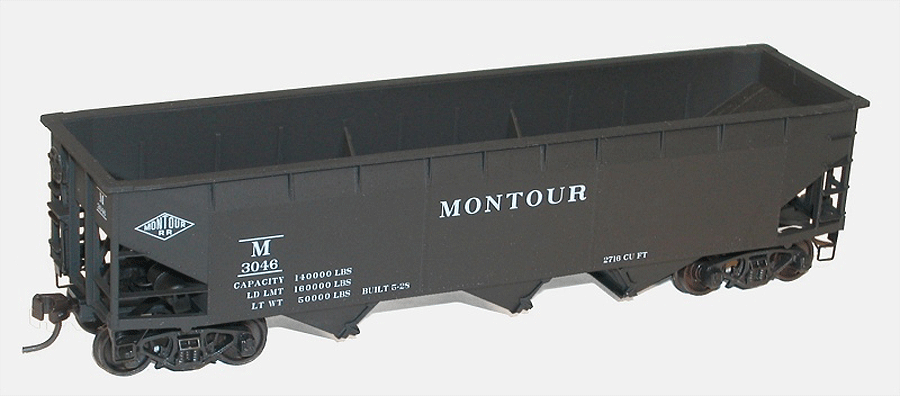 AAR 70-Ton Offset-Side 3-Bay Hopper - Kit -- Montour #3046 (black, white, Small Diamond Logo)