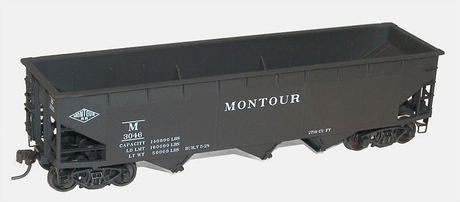 AAR 70-Ton Offset-Side 3-Bay Hopper - Kit -- Montour #3046 (black, white, Small Diamond Logo)