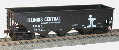 AAR 70-Ton Offset-Side 3-Bay Hopper - Kit -- Illinois Central #83427 (black, white, Large I Logo)