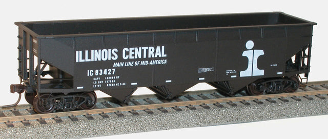 AAR 70-Ton Offset-Side 3-Bay Hopper - Kit -- Illinois Central #83427 (black, white, Large I Logo)