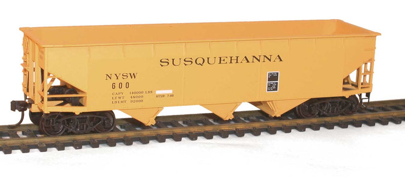 AAR 70-Ton Offset-Side 3-Bay Hopper - Kit -- New York, Susquehanna & Western #600 (yellow)