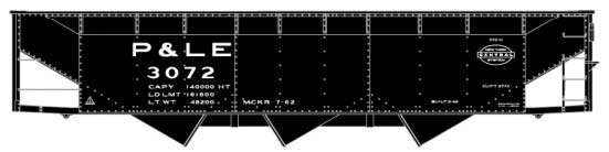 AAR 70-Ton Offset-Side 3-Bay Hopper - Kit -- Pittsburgh & Lake Erie #3072 (black, NYC System Logo)