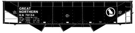 AAR 70-Ton Offset-Side 3-Bay Hopper - Kit -- Great Northern 78154 (black, white, Rocky Silhouette Logo, Beet Service)