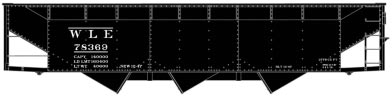 AAR 70-Ton Offset-Side 3-Bay Hopper - Kit -- Wheeling & Lake Erie 78369 (black)