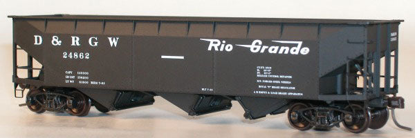 AAR 70-Ton Offset-Side 3-Bay Hopper 6-Pack -- Denver & Rio Grande Western (black, white, Flying Rio Grande)