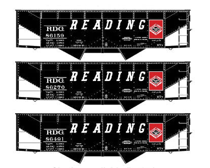 50-Ton Offset-Side 2-Bay Hopper - Kit -- Reading (black, red, Anthracite Logo)