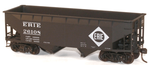 50-Ton Offset-Side 2-Bay Hopper - Kit -- Erie #26108 (black, Large Logo)