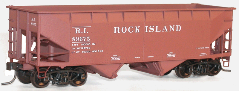 50-Ton Offset-Side 2-Bay Hopper - Kit -- Rock Island #89675 (Boxcar Red)