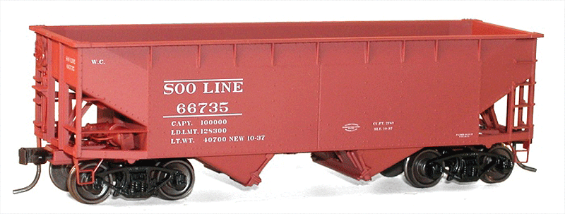 50-Ton Offset-Side 2-Bay Hopper - Kit -- Soo Line #66735 (Boxcar Red)