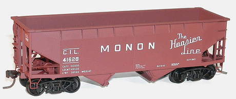 50-Ton Offset-Side 2-Bay Hopper - Kit -- Monon (Boxcar Red, Hoosier Line Slogan)-1