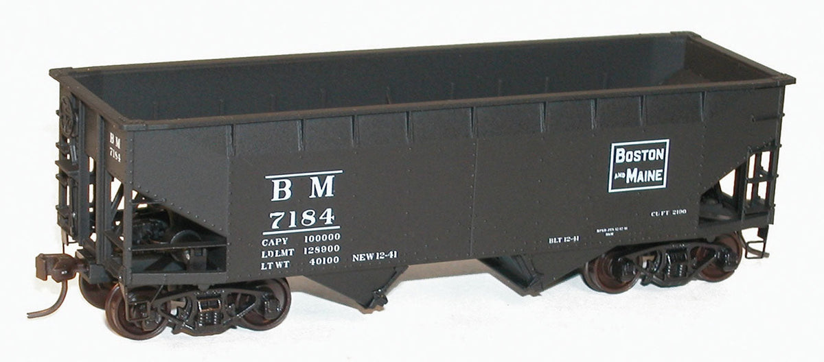 50-Ton Offset-Side 2-Bay Hopper - Kit -- Boston & Maine #7184 (black, Rectangle Logo)