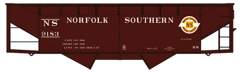 50-Ton Offset-Side 2-Bay Hopper - Kit -- Original Norfolk Southern #9183 (Boxcar Red, white, yellow)