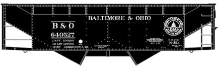 50-Ton Offset-Side 2-Bay Hopper - Kit -- Baltimore & Ohio 640537 (black, 13 States Logo)